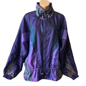 Vintage Energy Zone Women's Multicolor Iridescent Purple and Green Bomber Jacket